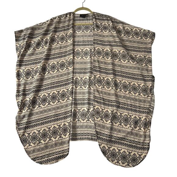 Romeo & Juliet Couture Open Front Boho Print Kimono Size Small Neutral Festival - Picture 1 of 6